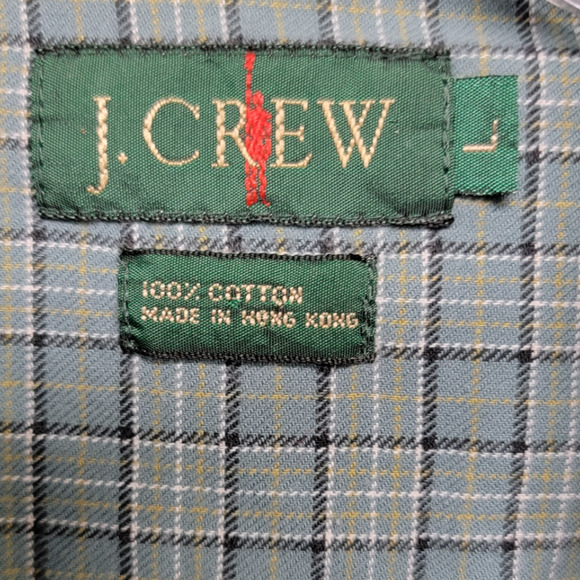 J Crew Men's Lightweight Plaid Button-Up Shirt Long Sleeve Green Size Large - Picture 3 of 3